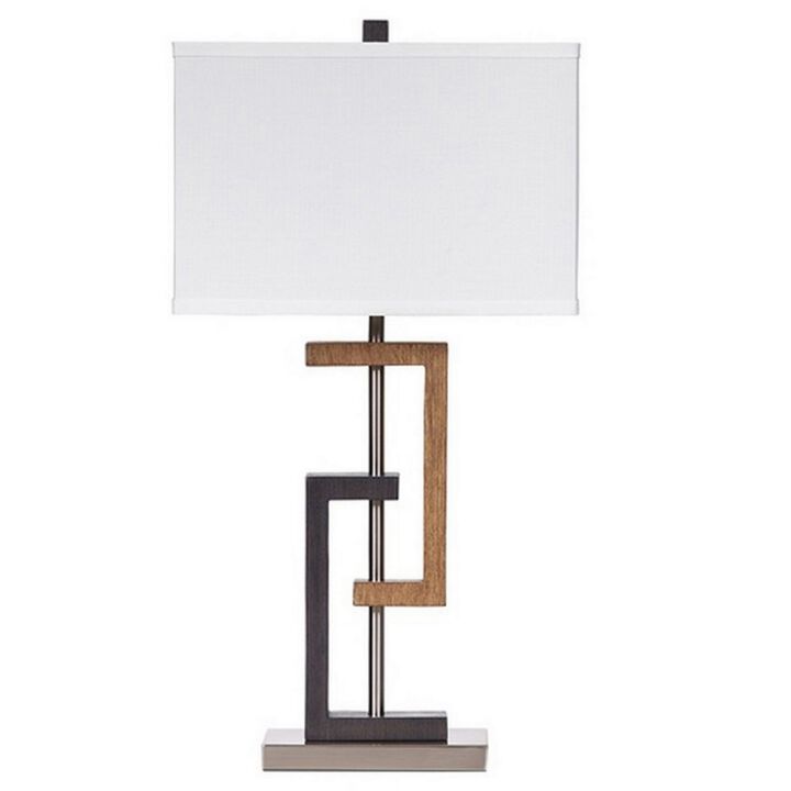 Lattice Base Hardback Table Lamp, Set of 2, Brown and Silver-Benzara