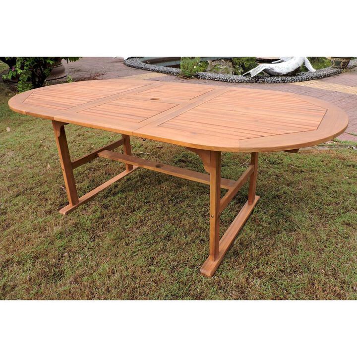 Royal Fiji 59-inch / 79-inch Acacia Oval Extendable Dining Table w/Fold Out Leaf, stain color
