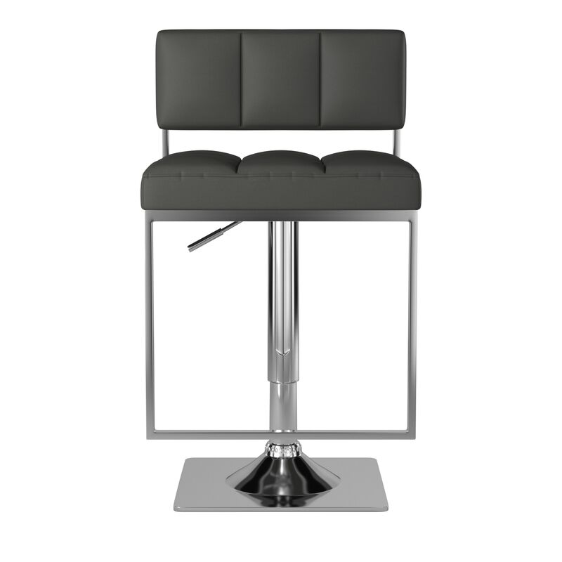 Classic Adjustable Metal Bar Stool, Gray & Silver