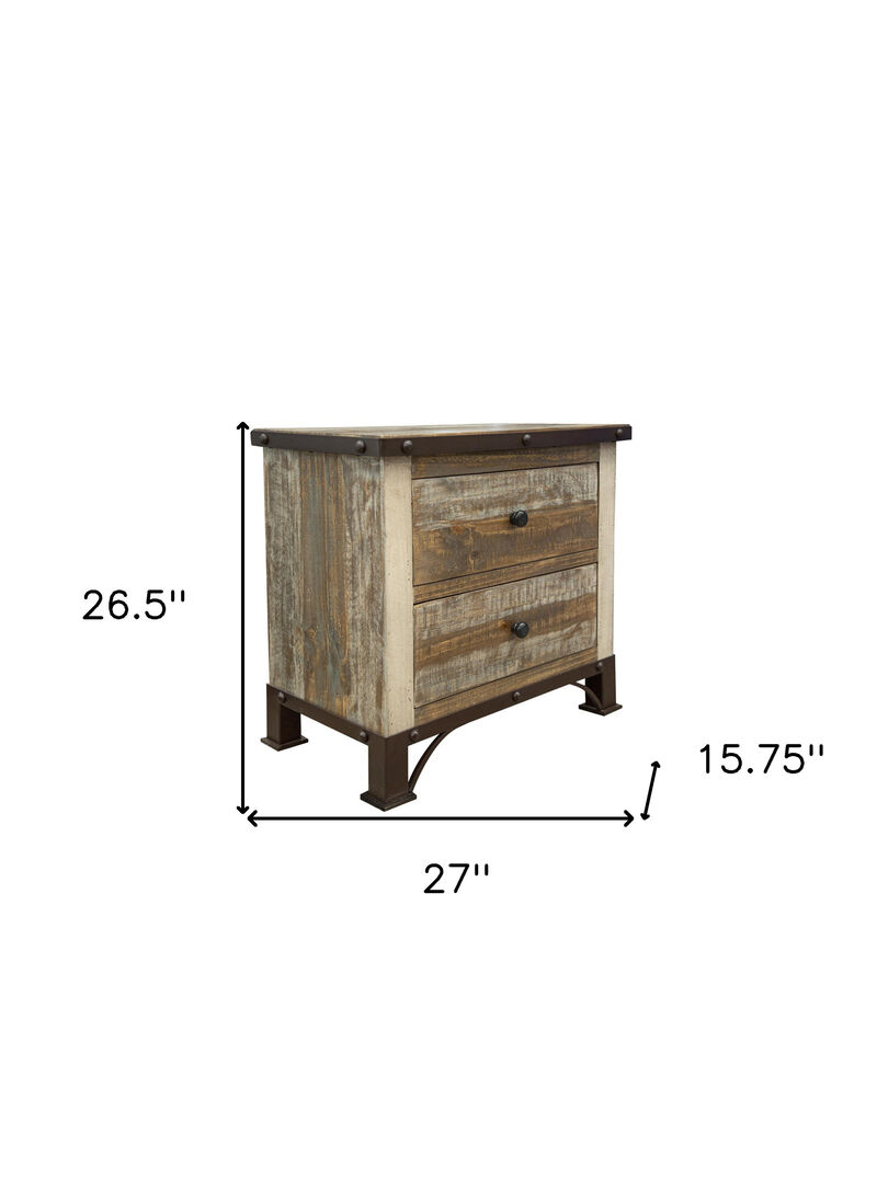 Compact Nightstand with 2 Drawers – Small Bedroom Bedside Table