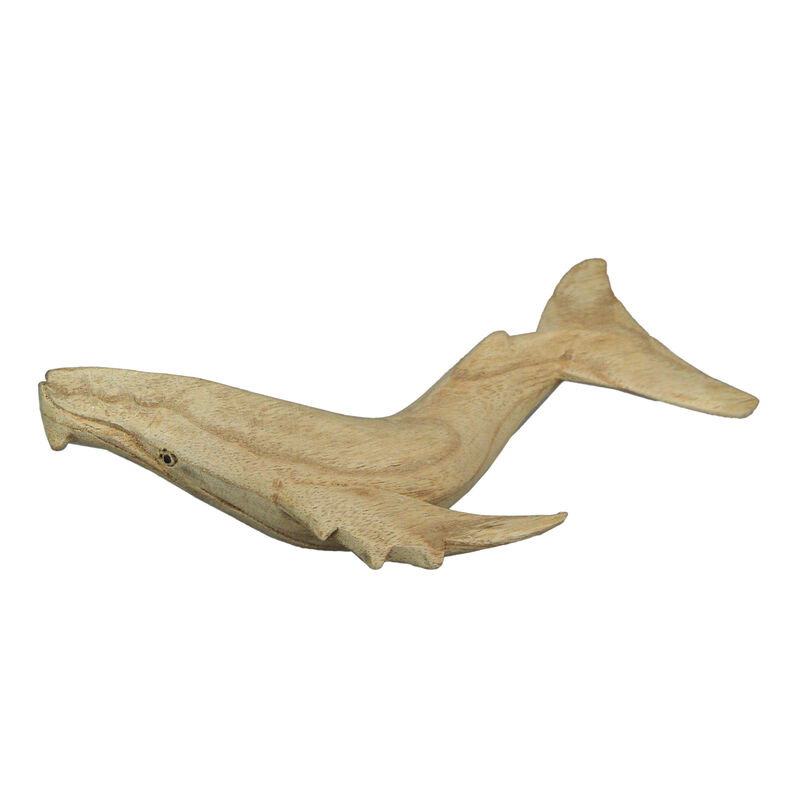8" Hand Carved Humpback Whale Wooden Sculpture &ndash; Nautical Ocean Decor Figurine image number 0