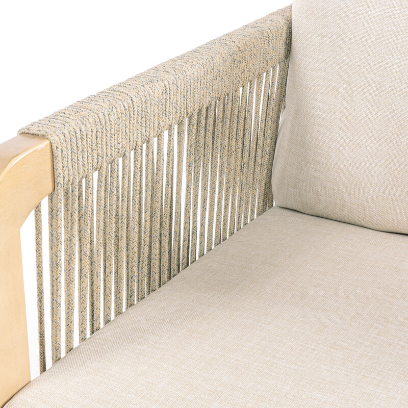 Tavira 4-Piece Modern Bohemian Acacia Wood Outdoor Patio Set with Cushions and Plain Decorative Pillows