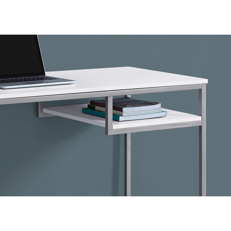 Monarch Specialties I 7368 Computer Desk, Home Office, Laptop, 48"L, Work, Metal, Laminate, White, Grey, Contemporary, Modern