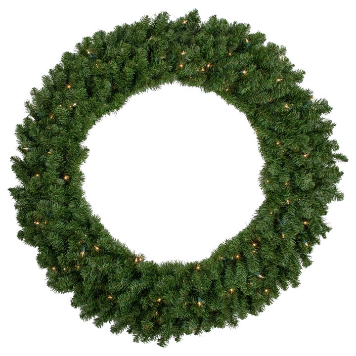 Pre-Lit Canadian Pine Artificial Christmas Wreath  48-Inch  Clear Lights
