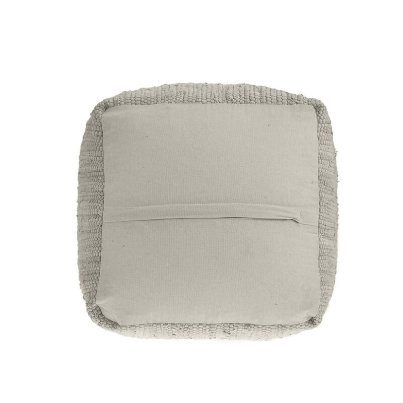 Hivvago 18 Inch Gray and Natural Cotton And Jute Cube Pouf Ottoman