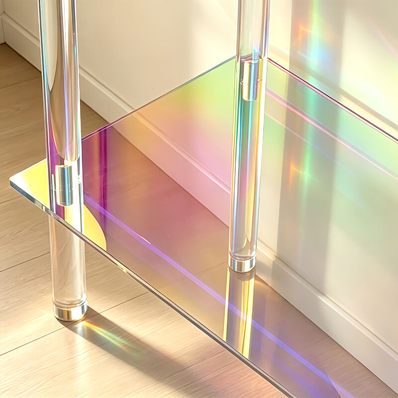Modern Iridescent Acrylic 2-Tier Console Table for Hallway, Entryway & Living Room image number 5