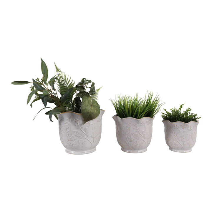 S/3 Wildflower Ruffle Planters