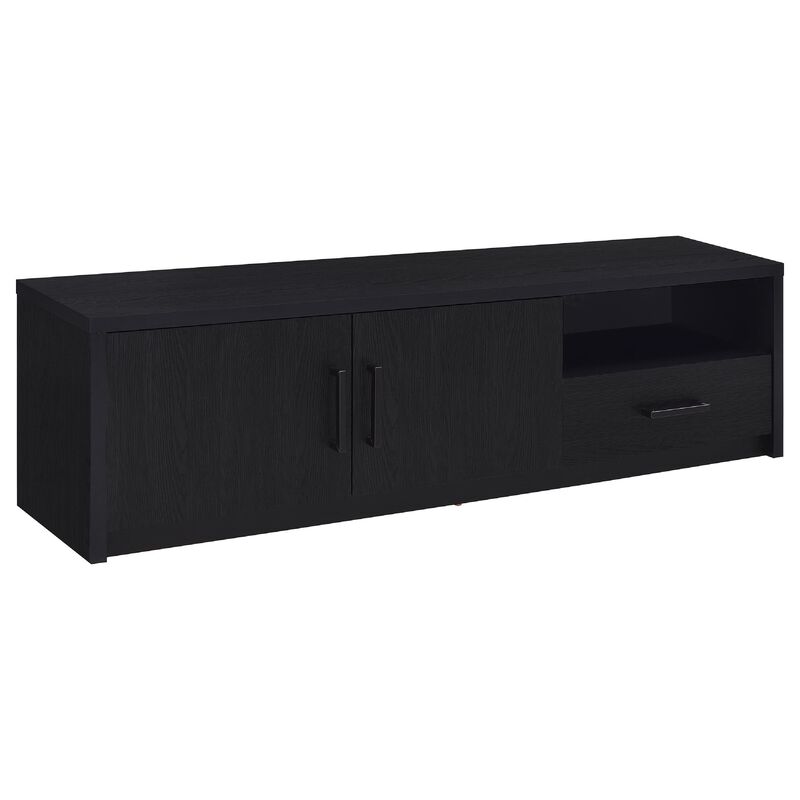 Marge TV Stand Media Console, 2 Doors and Drawer, Black Wood 70 Inch image number 0