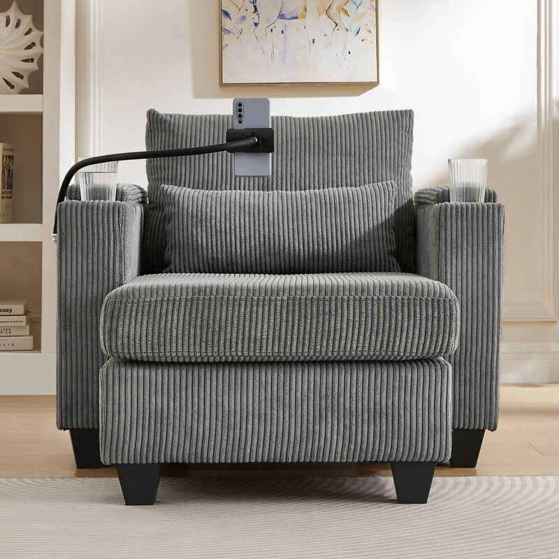 Merax Sofa Bed Corduroy Sleeper Sofa with USB Ports