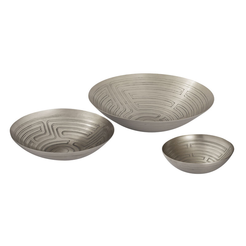 Silver Maze Etched Bowl - Set of 3