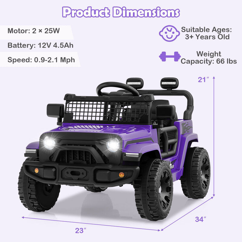 12V Battery Powered Kids Ride-On Truck Vehicle for Outdoor Play image number 2
