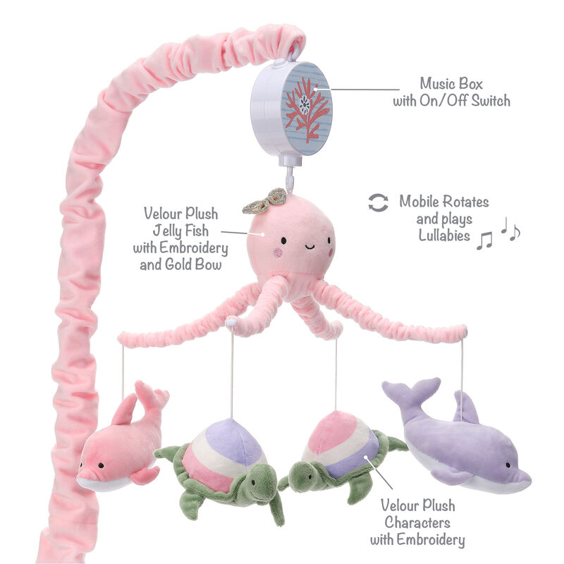Lambs & Ivy Sea Dreams Dolphin/Turtle Musical Baby Crib Mobile Soother Toy