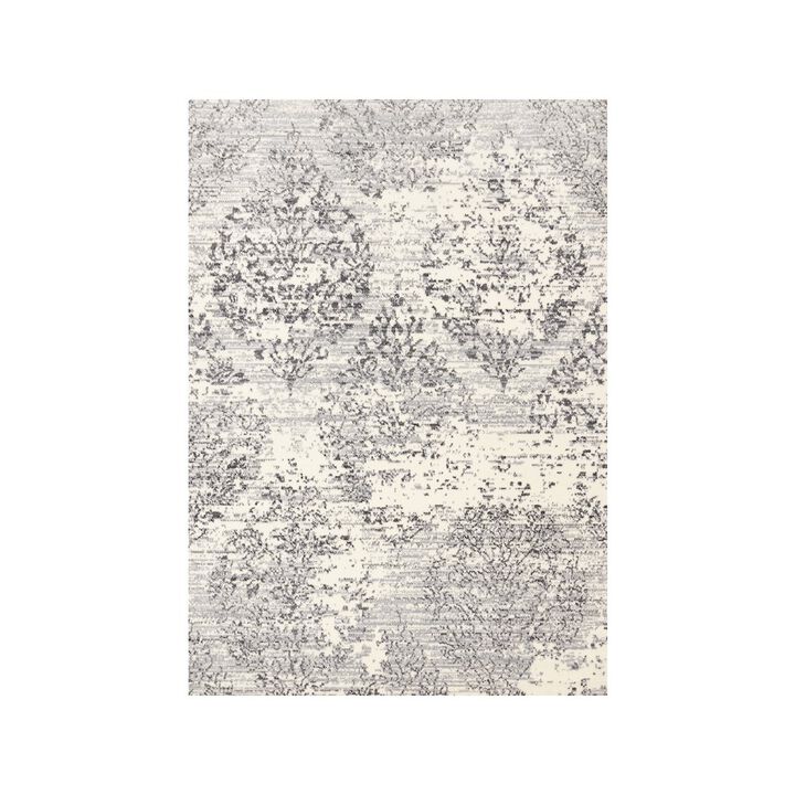 Novelle Home Functional Style Grey White Elegant Shapes Rug, 4'7 x 6'7, 4'7 x 6'7