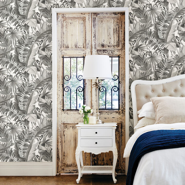 Alfresco Black Palm Leaf Wallpaper (Set of 2)