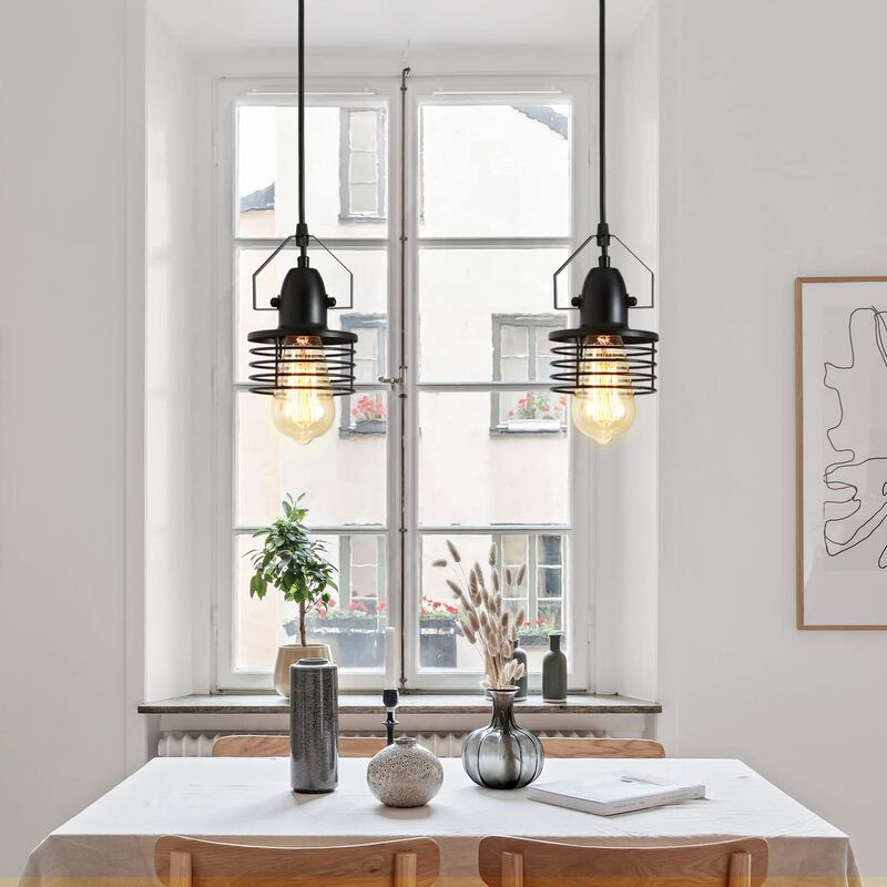 Industrial Pendant Light Vintage Hanging Ceiling Lamp for Kitchen, Dining & Living Room
