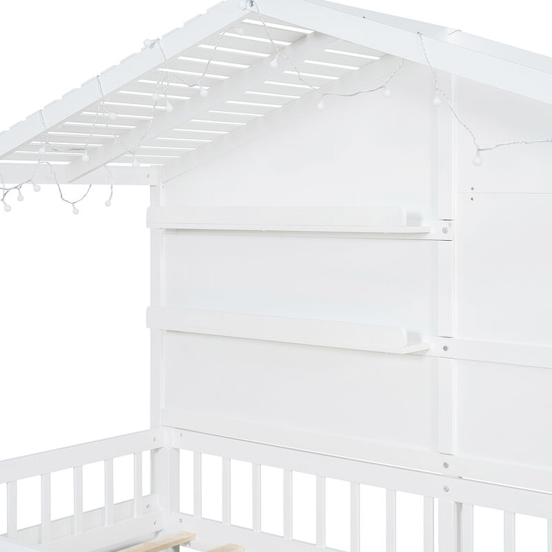 Merax House Bed with Window and LED Light String image number 6