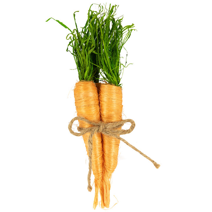 Straw Carrot Easter Decorations - 9"- Orange and Green - Set of 3