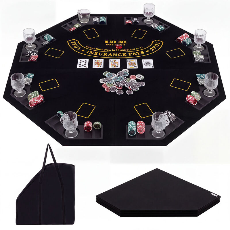 Portable 8 Player Poker Table Top with Built In Cup Holders and Chip Trays image number 7