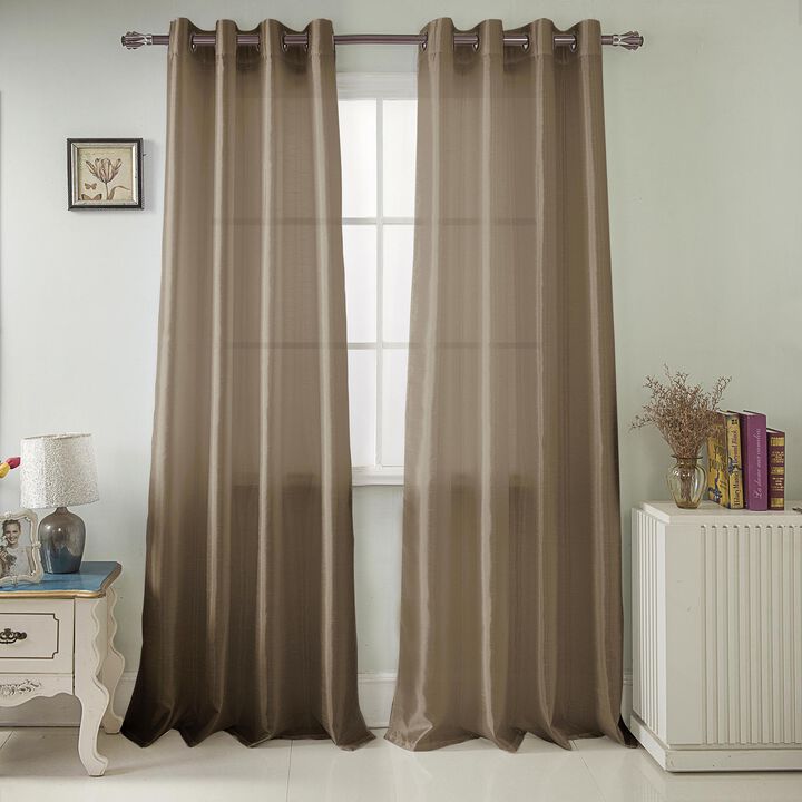 Rt Designers Collection Nancy 2-Piece Chic Grommet Panel With Semi Transparent Sheer Fabric - Each Panel 38" X 84" Taupe