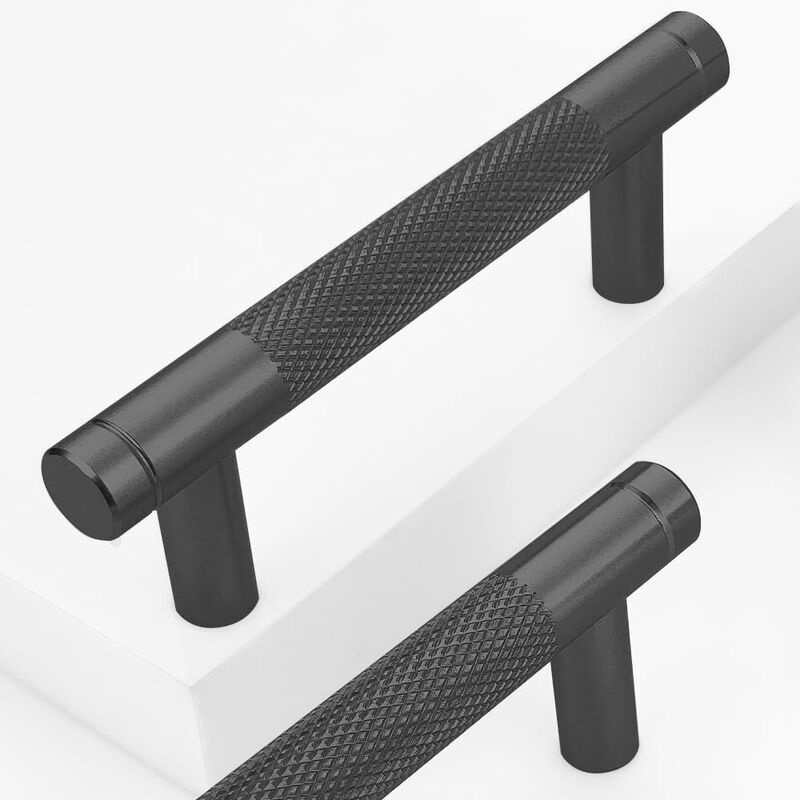 Guoharda 12 Pack 3 Inch 76 mm Knurled Cabinet Handles Cabinet Pulls Aluminum Handles Pulls Black Oxidation Finish with Diamond P