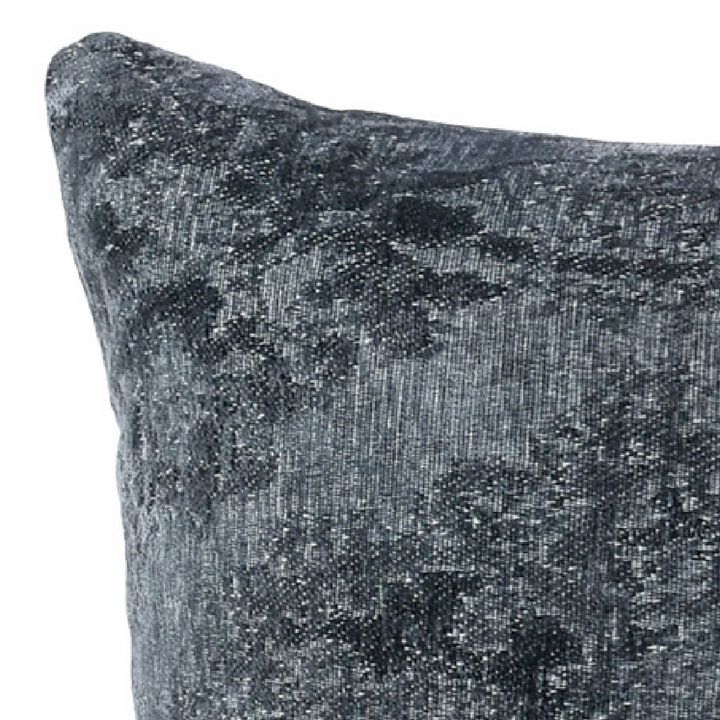 Piper 22 Inch Square Accent Throw Pillow, Handcrafted Blue Jacquard Fabric - Benzara