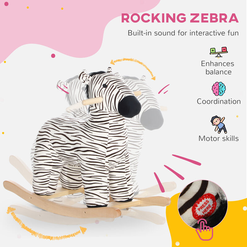 BreeBe Plush Zebra Rocker for Kids (Ages 2&ndash;4) image number 3
