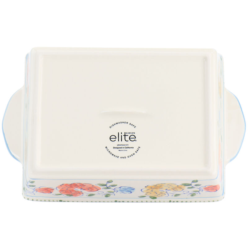 Gibson Elite Anaya 2 Piece Stoneware Bakeware Set with Hand Painted Designs