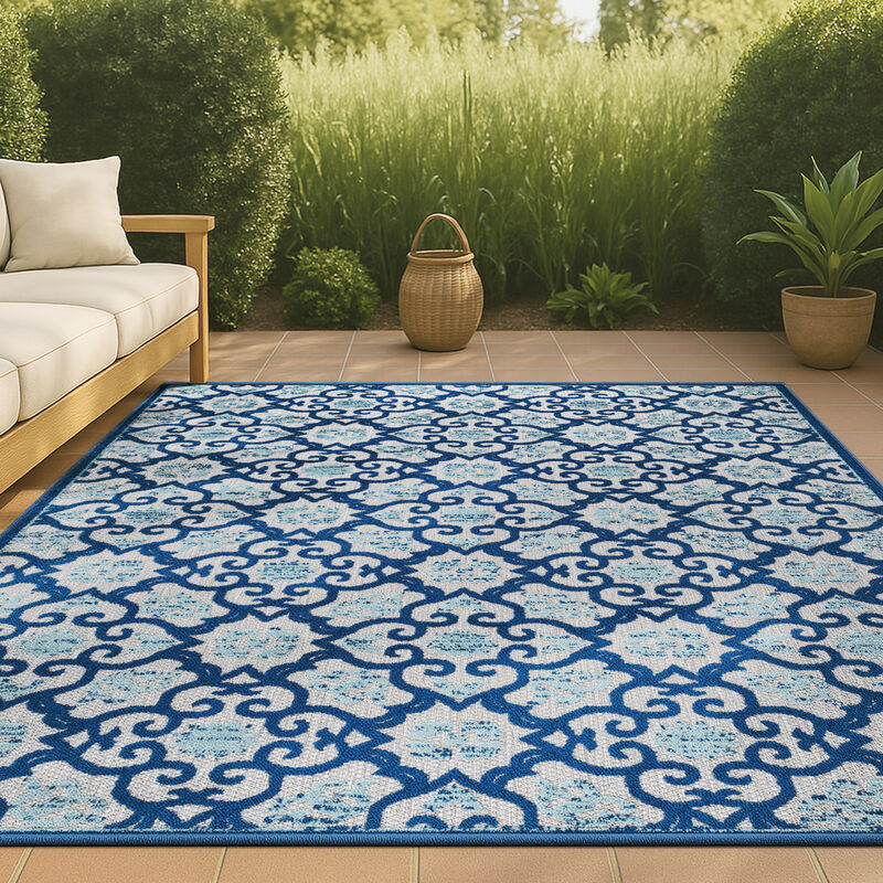 Gallia Tile Trellis High-Low Indoor/Outdoor Area Rug