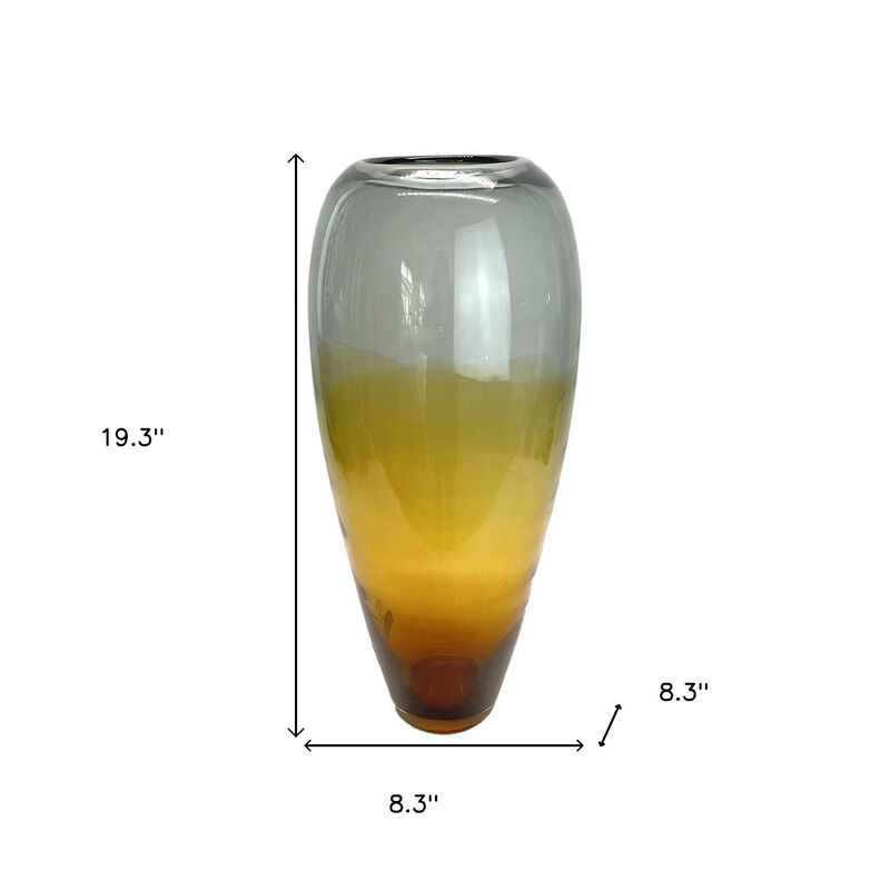HomeRoots 19" Clear And Brown Ombre Glass Table Vase image number 5