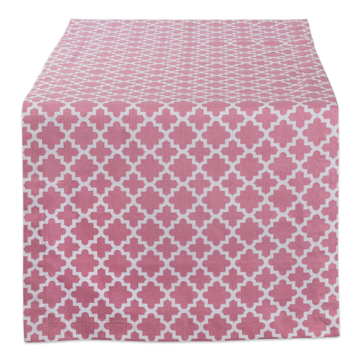 108" Pink and White Moroccan Rectangular Table Runner