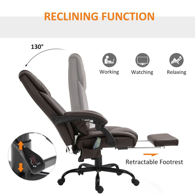 Brown Executive Relaxation: PU Leather Massage Chair with Vibration