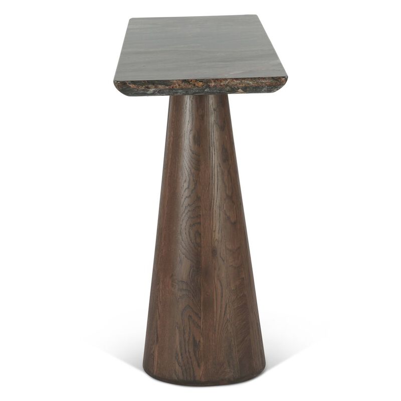 World Interiors Caldera Console Table with Lava Marble and Dark Oak Base image number 3