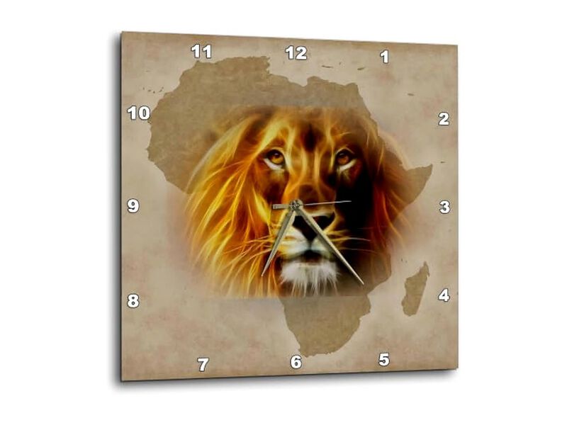King Jungle Lion Africa Map Wall Clock 15 Inch Home Decor image number 0