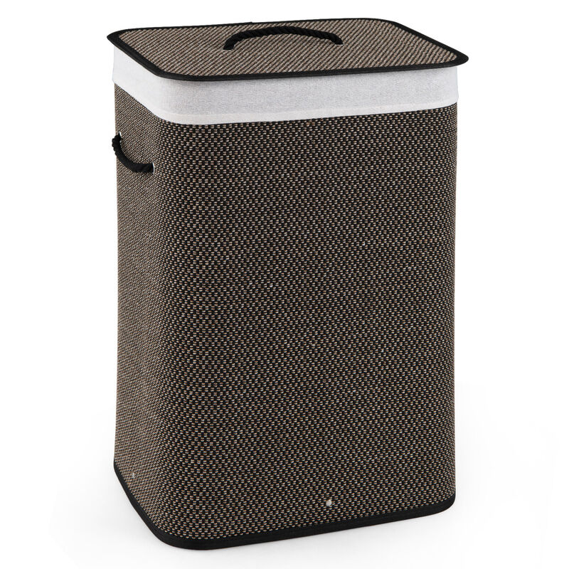 19 Gal Wicker Clothes Hamper with Removable Liner and Carry Handles image number 0