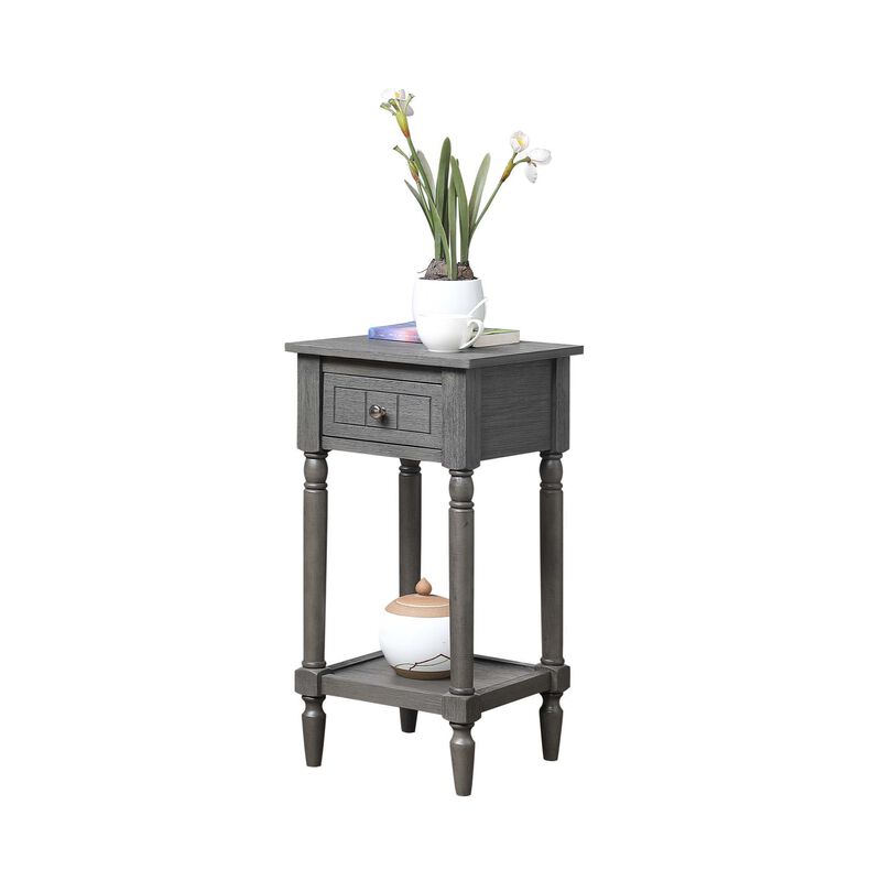 Convenience Concepts French Country Khloe 1 Drawer Accent Table with Shelf, Wirebrush Dark Gray