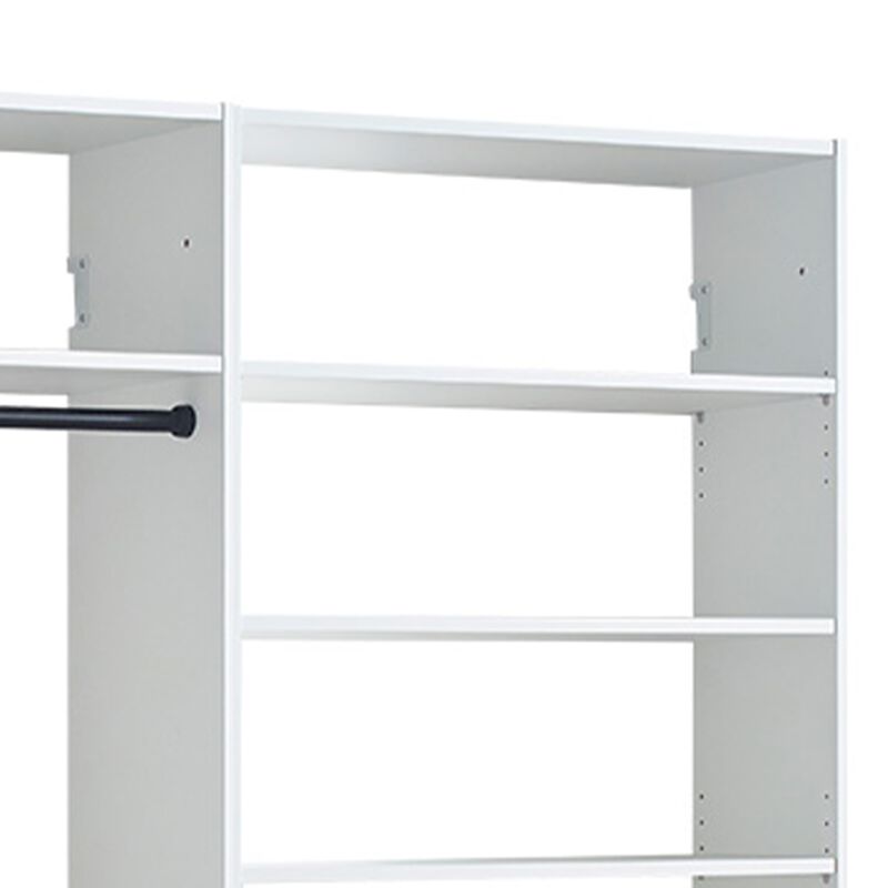 Vedz Walk in Closet w 2 Drawers, 5 Shelves, 3 Hanging Rods, White