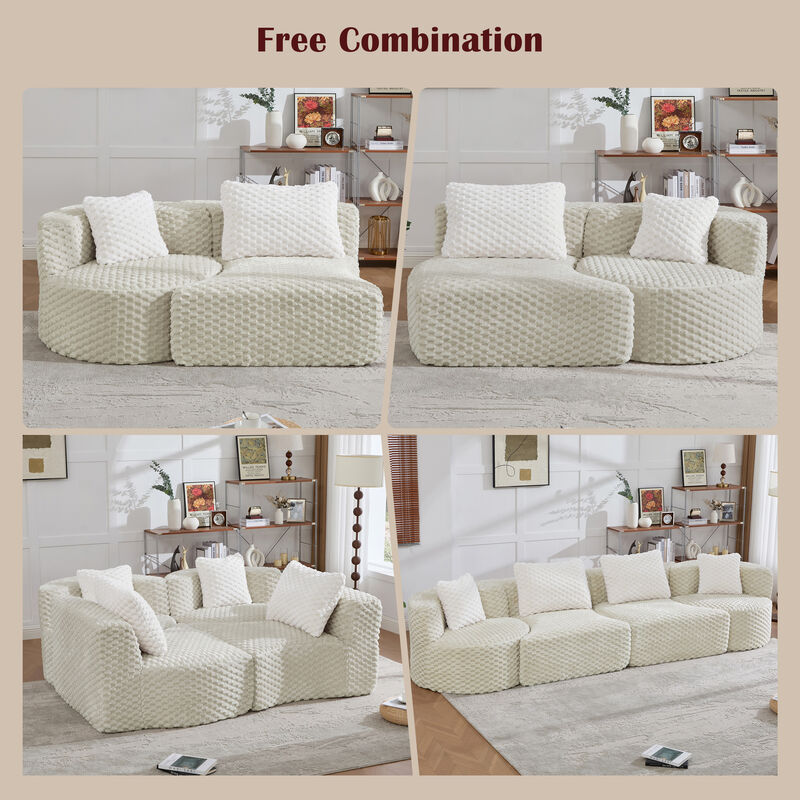 Merax Modular Sofa with Deep Seating & Bubble Velvet Upholstery &ndash; Freely Configurable Sections image number 4