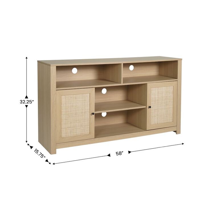Flash Furniture Modern 58 Inch Buffet Sideboard, TV Stand for up to 65" TV's, Natural/Rattan