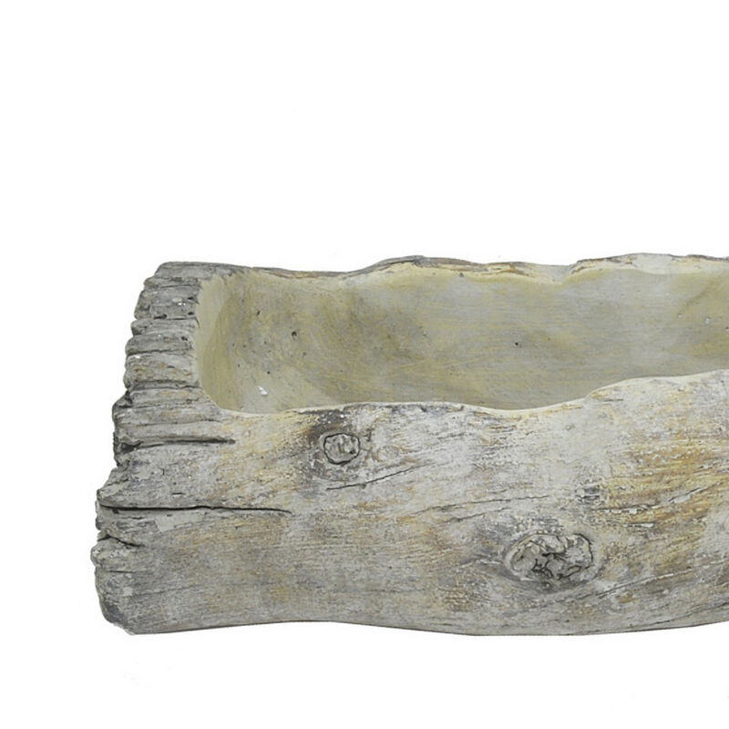 Decorative Faux Log Planter, Driftwood Style Terracotta, 13 Inch Gray image number 4