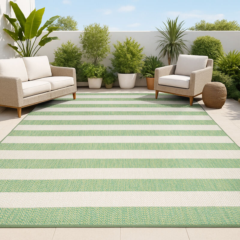 Negril Two Tone Wide Stripe Indoor/Outdoor Area Rug
