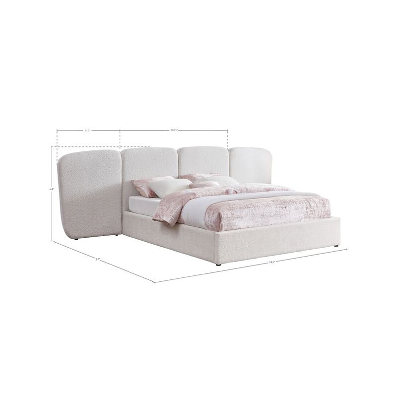 Meridian Furniture Shiloh Cream Boucle Fabric King Bed