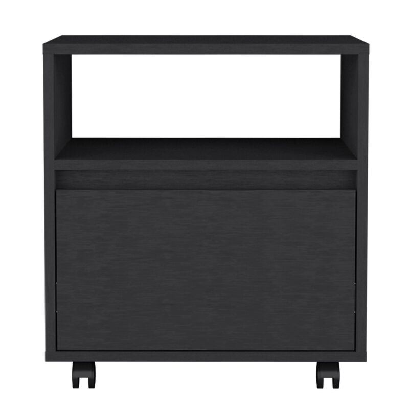 Streamdale Austin Nightstand, Casters, Single Drawer-Black
