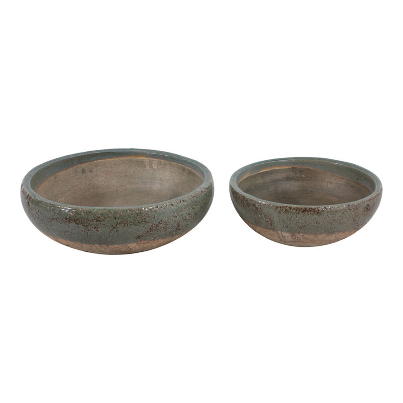 S/2 12/15" Bowls, Green/brown image number 5