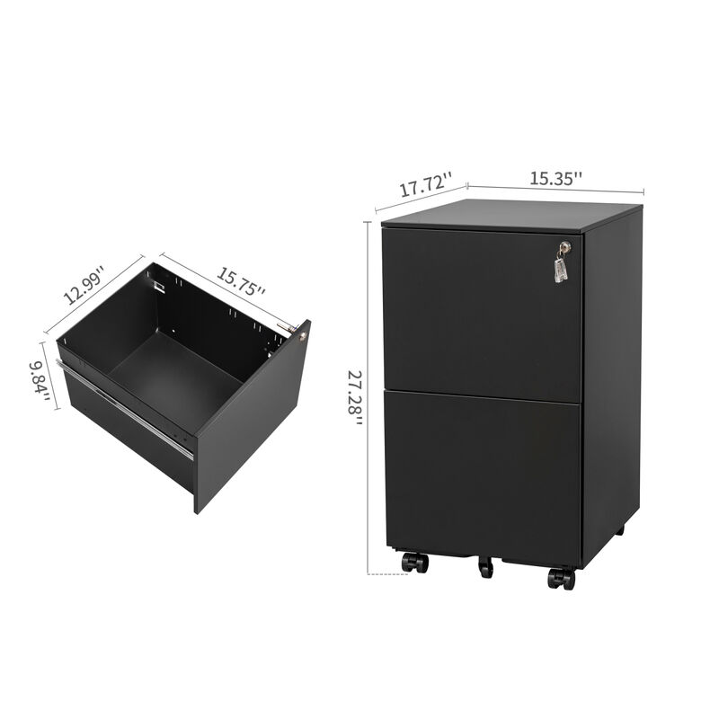 Streamdale Steel Mobile File Cabinet with Lock & Anti-tilt Wheels
