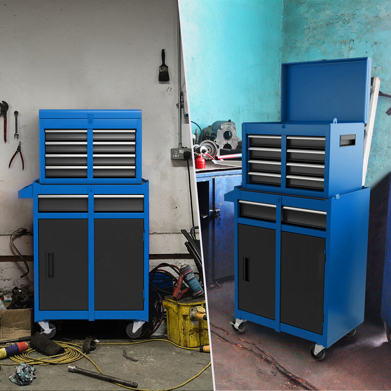 2-in-1 Tool Chest with Locking Drawers and Casters &ndash; Garage & Workshop Storage