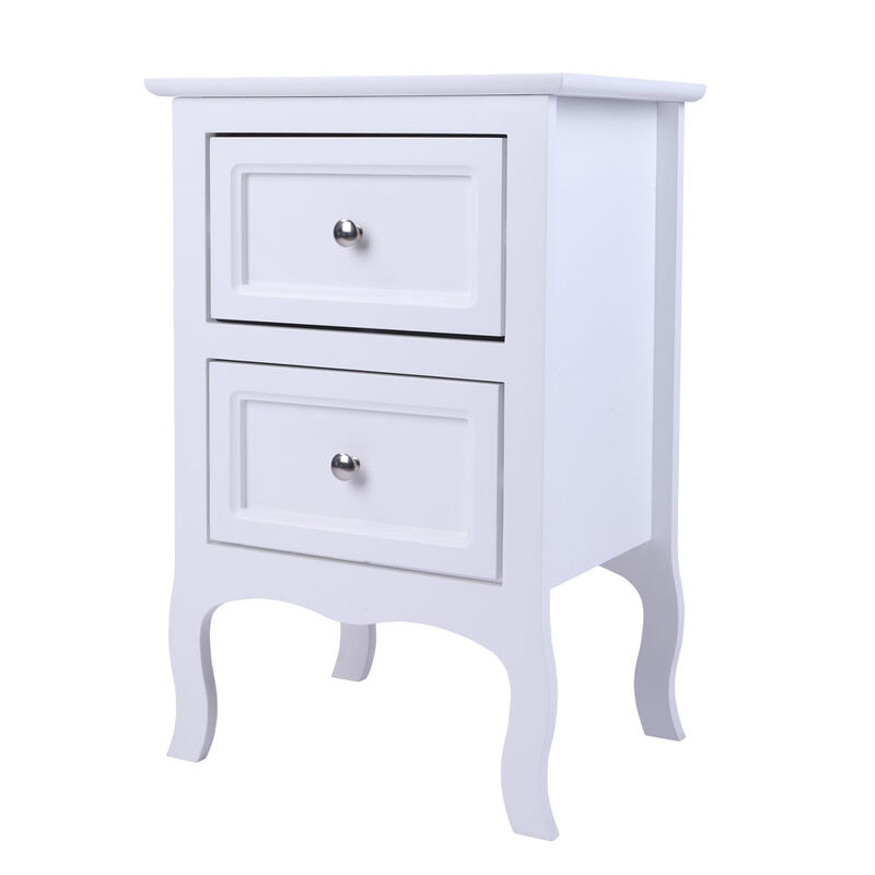 2-Piece Country Style Two-Tier Nightstands Large Bedside Tables with Storage