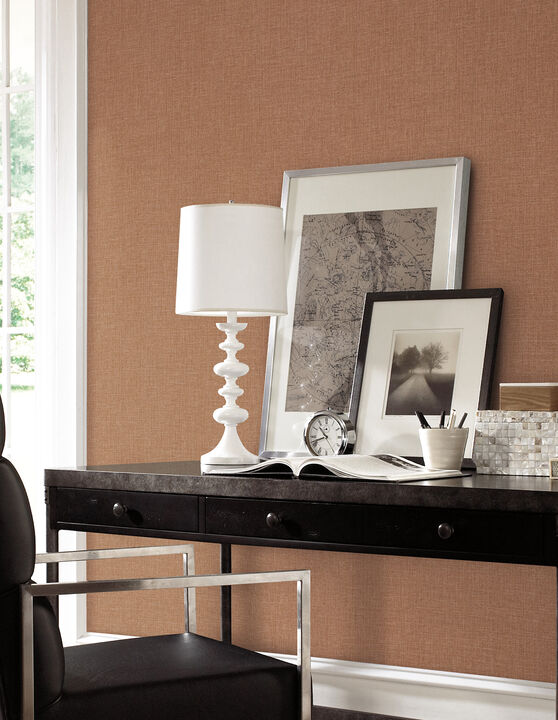 Broadwick Rust Faux Linen Wallpaper