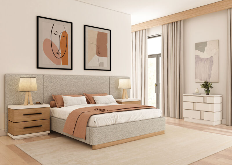 Portico King Upholstered Bed with End Panel