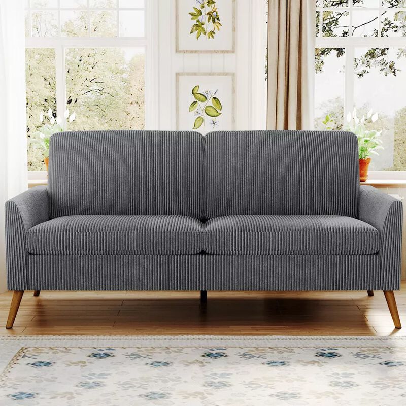68" Loveseat Sofa, 2-Seater Couch for Small Spaces, Mid Century Modern Love Seat Tool-Free Assembly image number 1