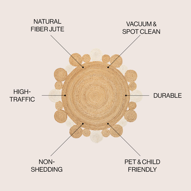 Ayana Two Tone Jute Hippy Round Area Rug